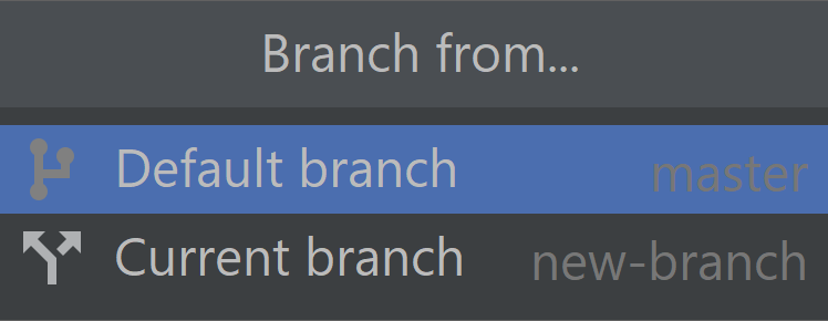 Branch from default or current branch